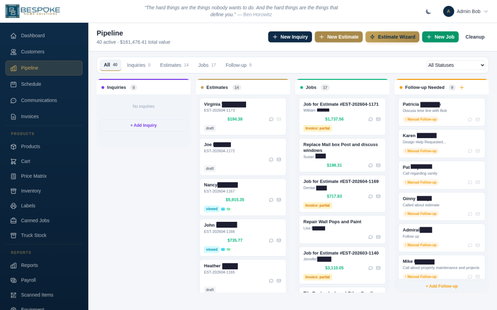 HandymanPro CRM - Pipeline